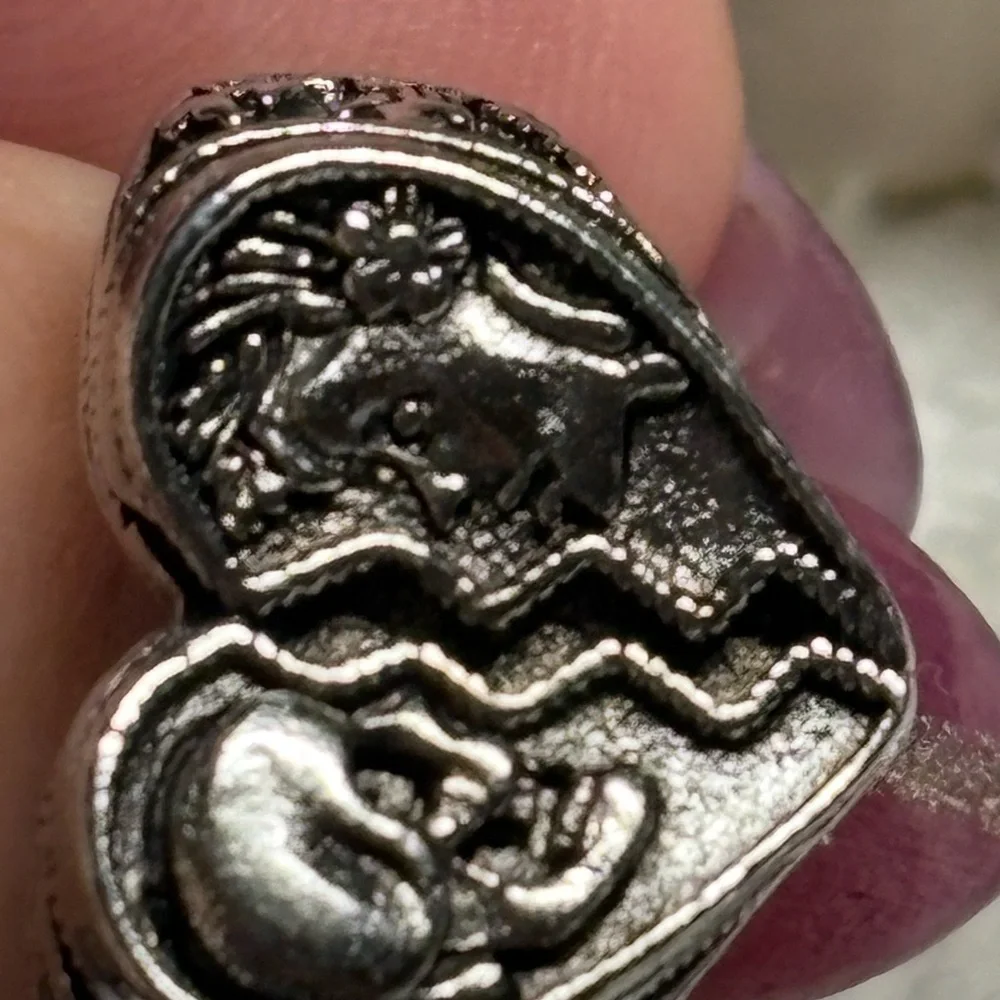 Silver Men's Signet Ring/skeleton - Picture 3 of 7